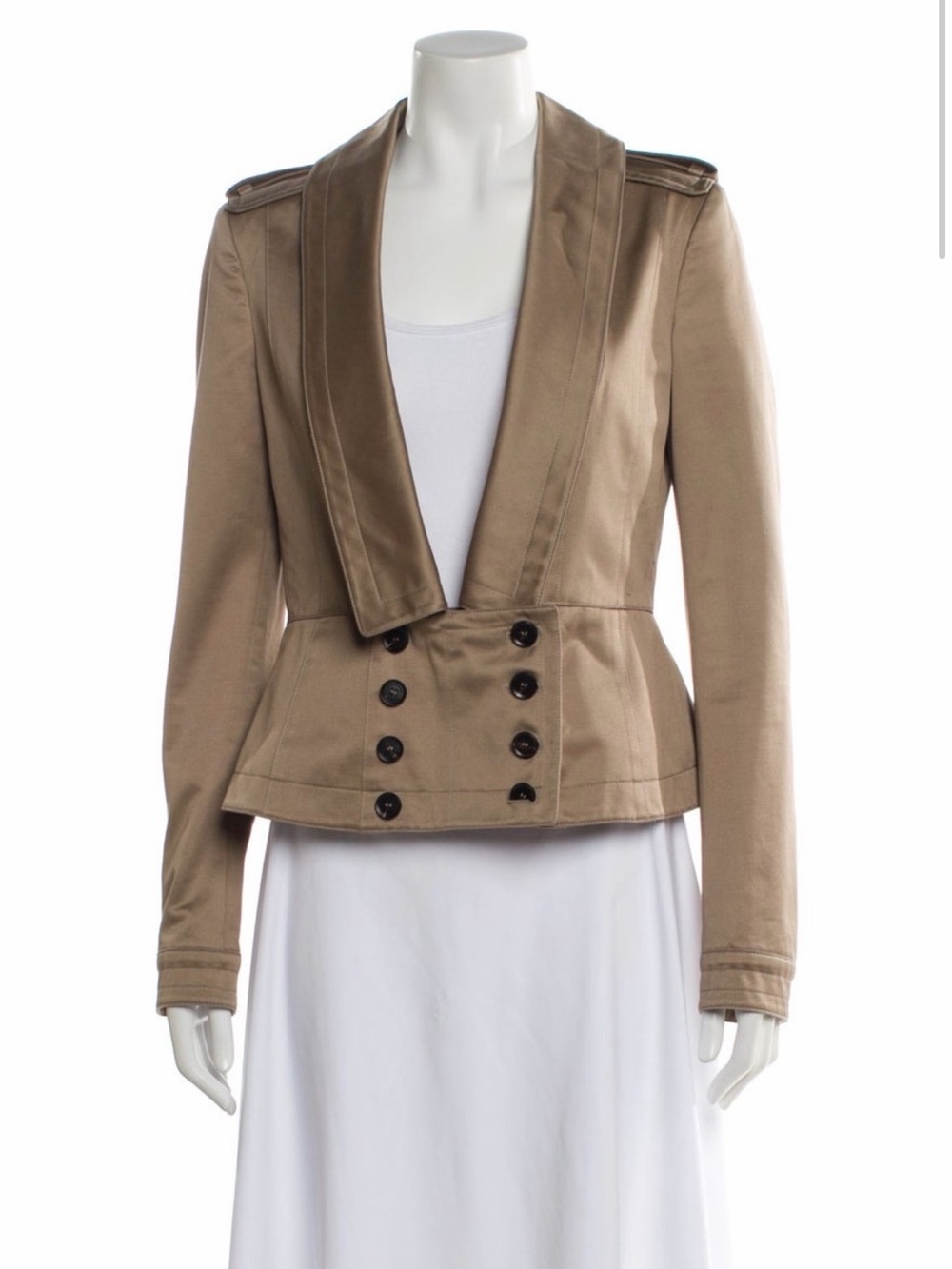 Burberry Prorsum Womens Khaki Military-Style Double-Breasted Jacket